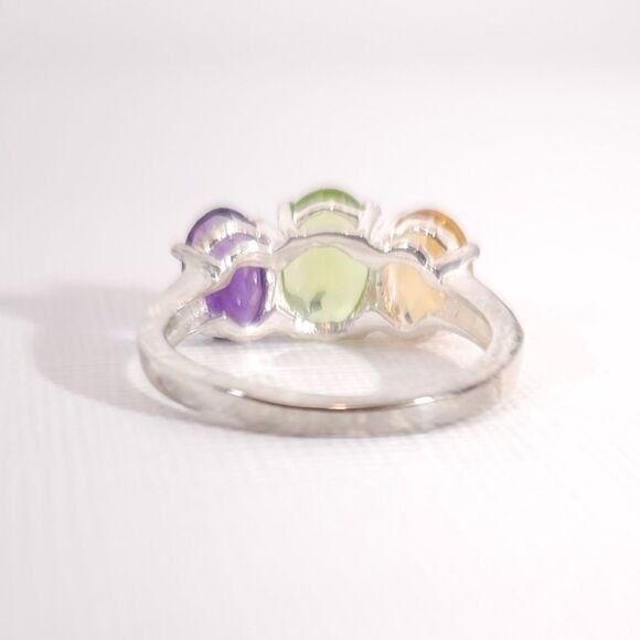 Peridot Amethyst & Citrine Sterling Silver Ring SIZE 5 - Picture 4 of 6
